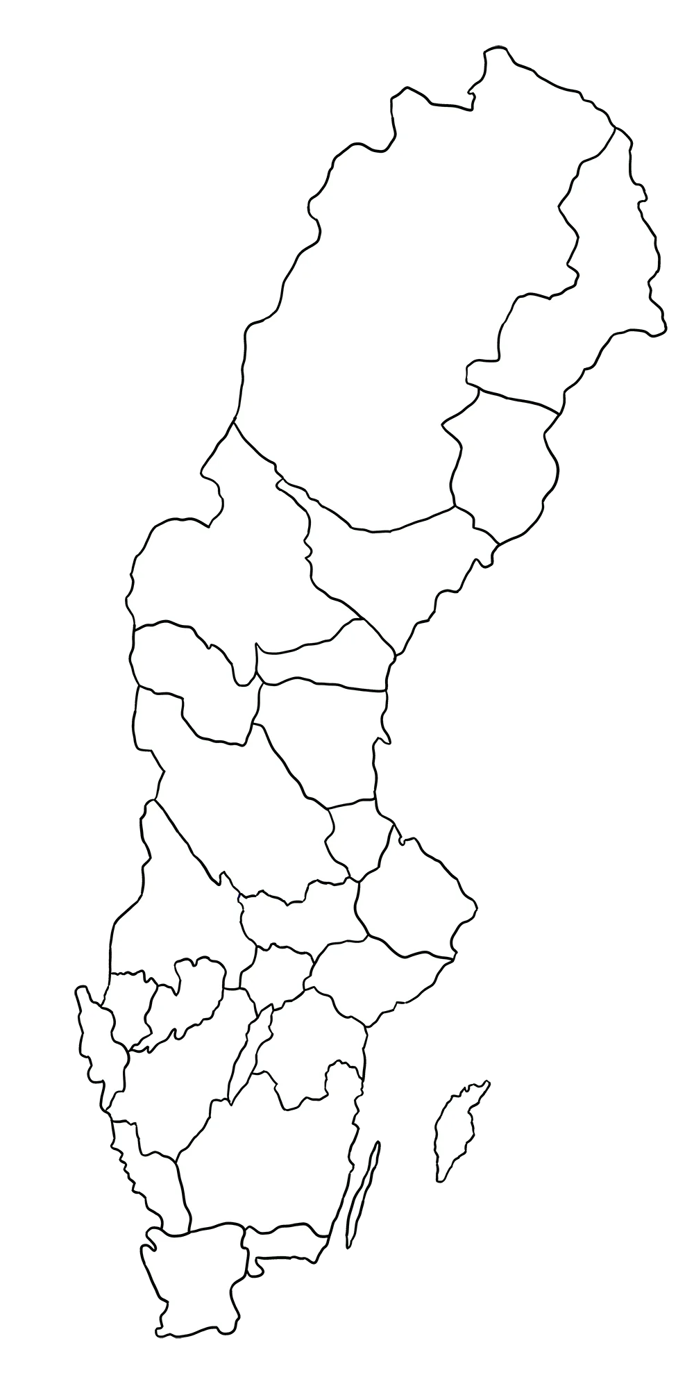 Tom karta med Sveriges landskap